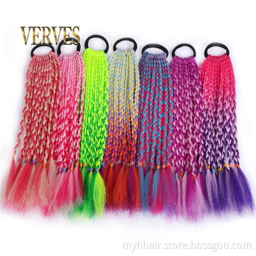 10 Piece Synthetic Hair Ties Gradient Crochet Braid 12 inch Colorful Hair-Ring Braid Ponytail Braided Drawstring Ponytail